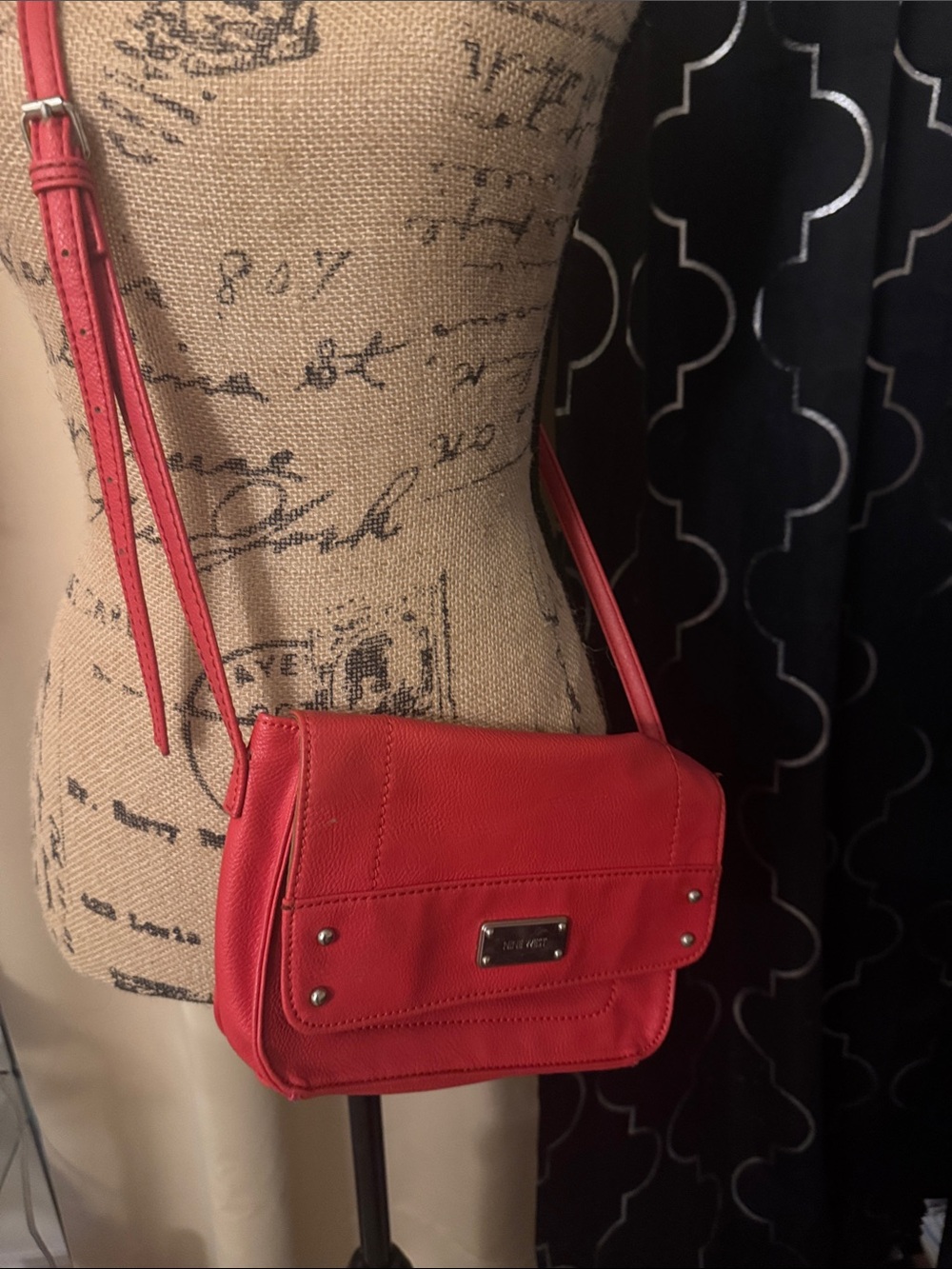 Nine West Red Leather Crossbody Shoulder Bag